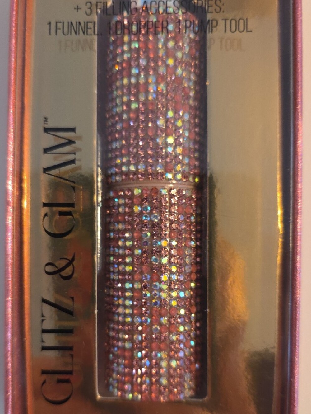 Glitz & Glam Pink Crystal Travel Atomizer New In Sealed Packaging
